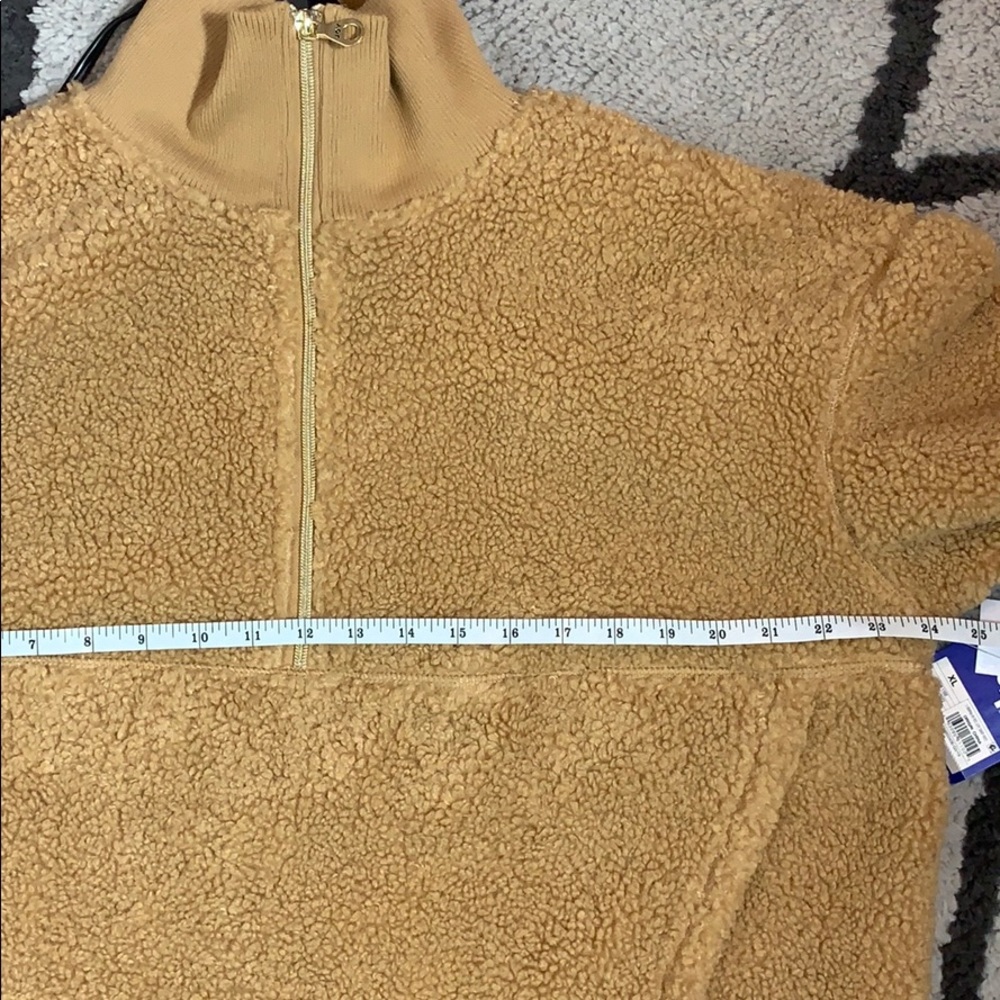 Joy Lab Sherpa/teddy Half zip pullover-cappuccino - Picture 9 of 10